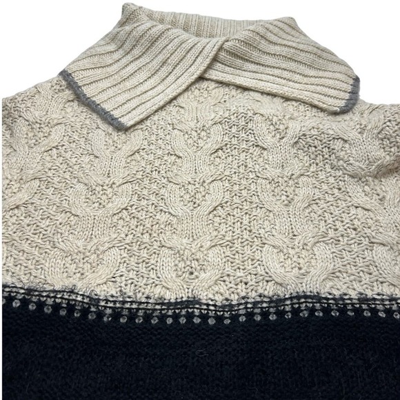 Cliche Couture Wool Blend Chunky Cable Knit Poncho Cowl Neck Oversized Boho S - Picture 7 of 7